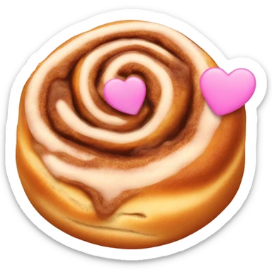 Cinnamon bun with pink hearts sticker