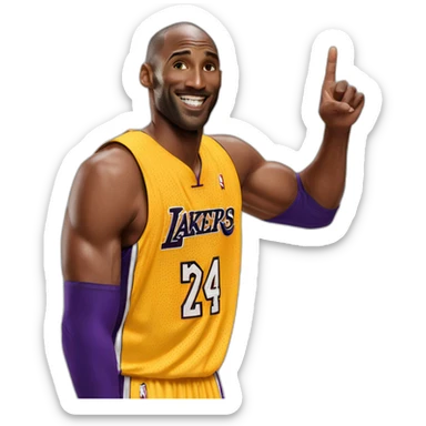 Kobe Bryant points his finger up in warning sticker