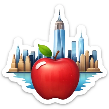 Una manzana con el skyline de Nueva York sticker