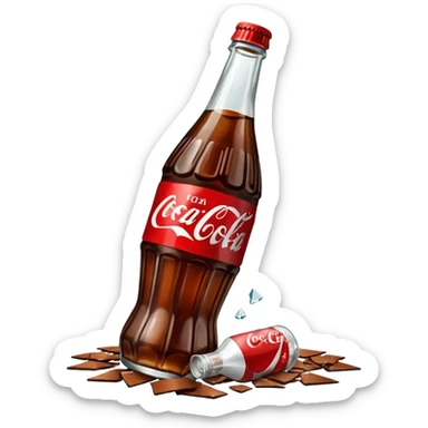 bottle of coca cola broken in the middle sticker