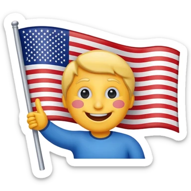 waving American flag emoji with happy face for the Fourth of July sticker