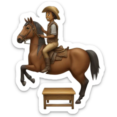 azafata with a table on a hors sticker