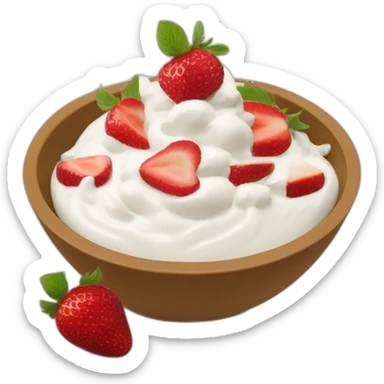 Greek yogurt bowl with strawberries, grapes and apple pieces  sticker