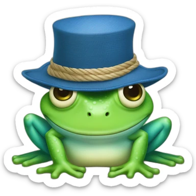 Grenouille bleu avec un chapeau de paille sticker