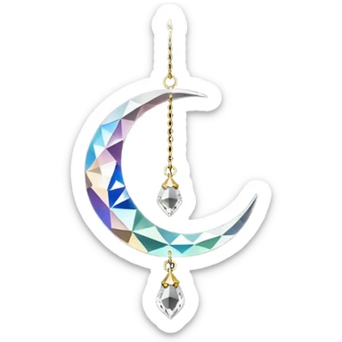 Hanging crystal crescent moon suncatcher  sticker