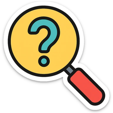 a magnifying glass with a question mark inside sticker
