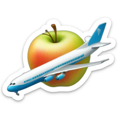 Un avion avec une pomme dessus sticker