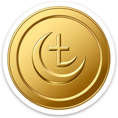 Minimal line-art icon of a coin with a small halal Arabic checkmark (حلال) symbol beside it, clean modern style, simple outlines, straight angle, no background, transparent, represents “halal income / halal money sticker