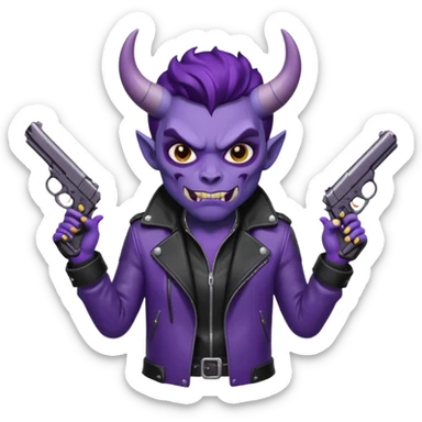 Diablo morado garrando dos pistolas  sticker