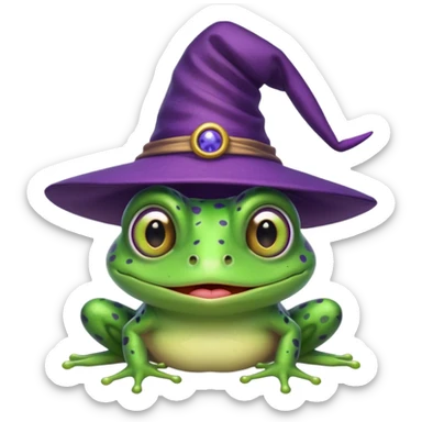 frog wear purple wicth hat sticker