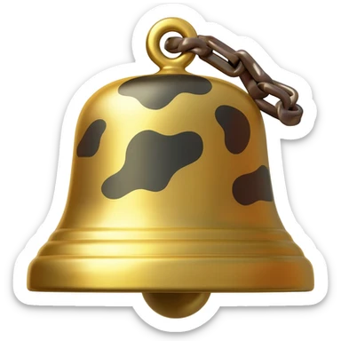 plain gold grater plain cowbell on a collar with black and white cow pattern sticker