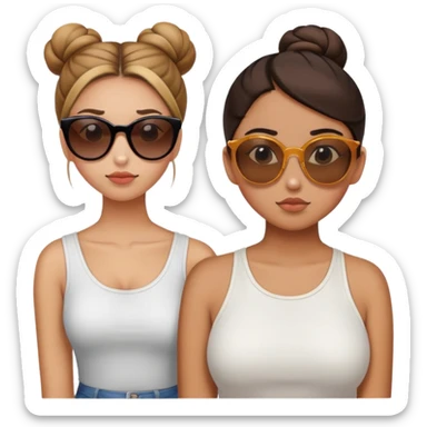 girl with bun with sunglasses cheating on girlfriend sticker