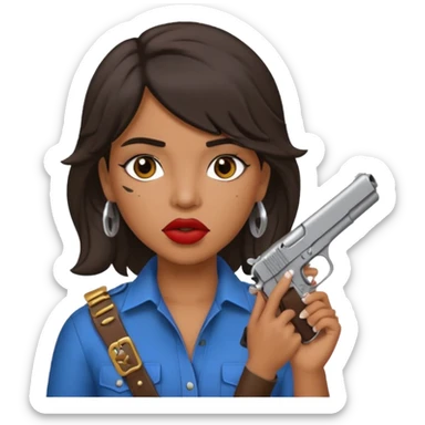 latina with mullet putting gun in her mouth sticker