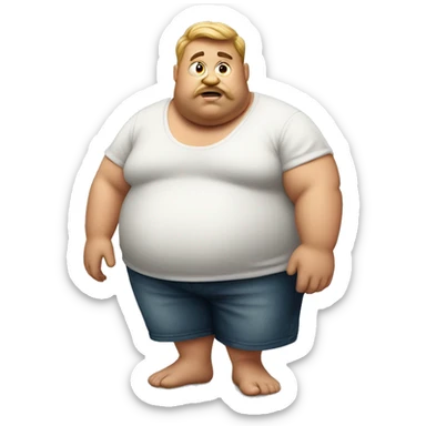 a fat guy shrugging sticker