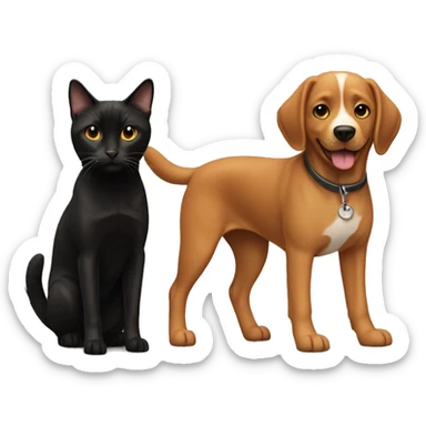 Check Rochelle dog with a black and brown cat standing together sticker