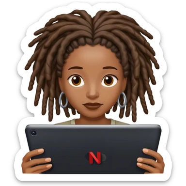 Black woman with locs watching Netflix  sticker