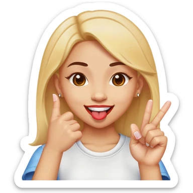 Light skin girl with tongue out and middle finger up sticker