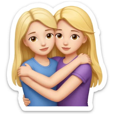 Two girls hugging each other sticker