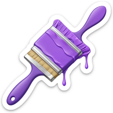 Paint brush with purple paint in the end of the brush  sticker