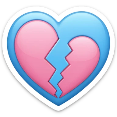 Pink or blue heart mixe one heart half pink half blue doi connect ho heart sticker