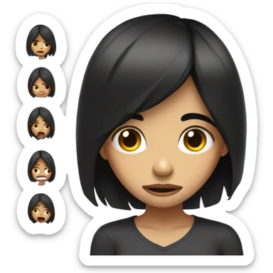 Girl with black hair crying sticker
