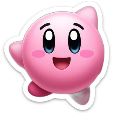 cute happy Kirby jumping on a star sticker