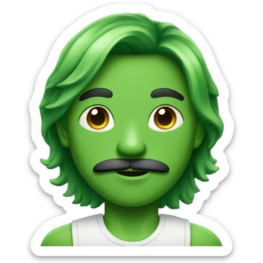 boy green skin with moustache and long hair sticker