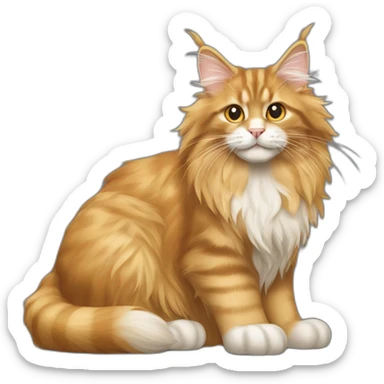 golden maine coon cat with golden nose and white front paws sticker