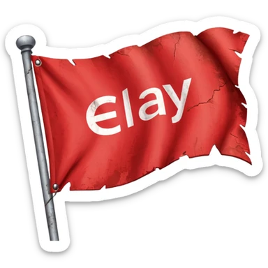 red flagg with eBay words on them sticker