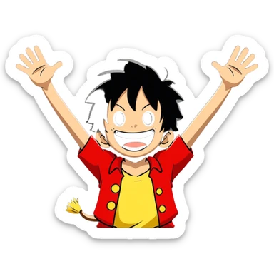Luffy cheering sticker