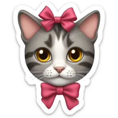 a cat wearing a bow sticker