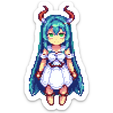 Miia from Monster Musume, pixel art style, simple and recognizable sticker