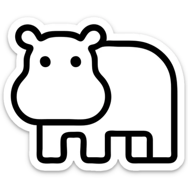 simple hippopotamus icon, minimalist and bold, clean black outlines, no fill, modern icon style sticker