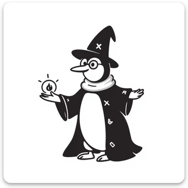 A penguin wizard wearing glasses sticker