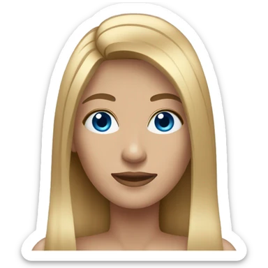 Woman with long straight  hair dark blonde and blue eyes sticker