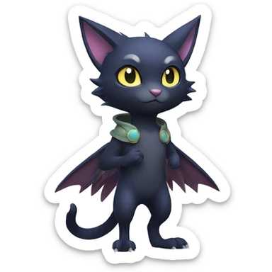 Cool Anthro Black Noibat-Quilava-Cat-Pokémon Full Body sticker