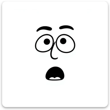 hand-drawn doodle of a suspicious face with exaggerated shocked expression sticker