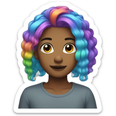 Rainbow hair sticker