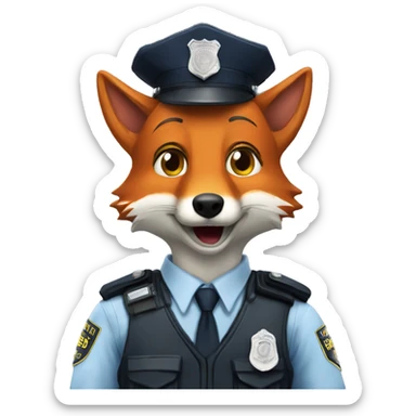 Red fox in police suit meme sticker