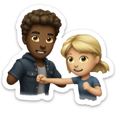 A girl and boy fighting sticker
