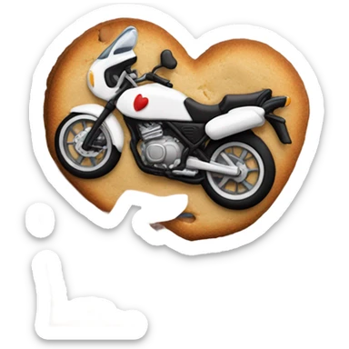 cookie heart with black motorbike  sticker