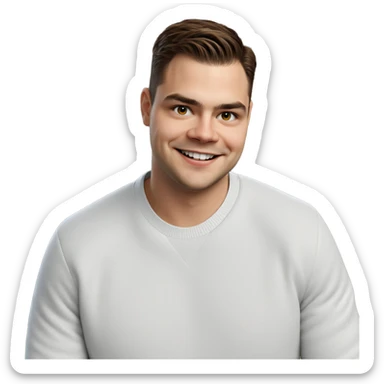 smiling boy in white sweater sticker