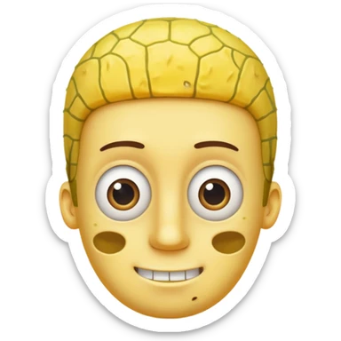 garoto com rosto oval e levemente definido que é metade bob esponja sticker