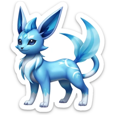 Shiny Cool Glaceon-Vaporeon-Espeon-Fakemon-hybrid-fusion- full body sticker