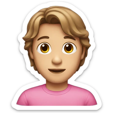 boy with brown medium-length hair wearing pink shirt sticker