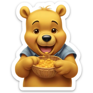 Winnie the Pooh eating hunny sticker