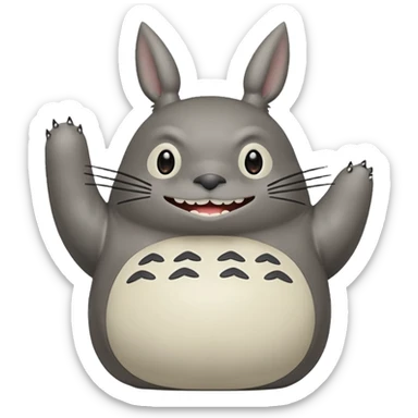 Totoro tierno que se parezca al real sonriendo tierno con uñas  sticker