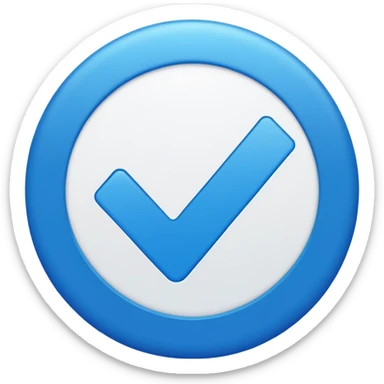 Un circulo celeste con una palomita blanca dentro un check  mas xeleate chillante sticker