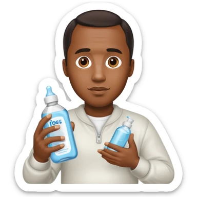 p diddy holding baby oil sticker