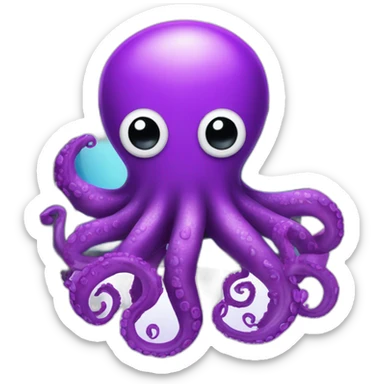 Cybersecurity Computer Cute purple Octopus with a computer sticker